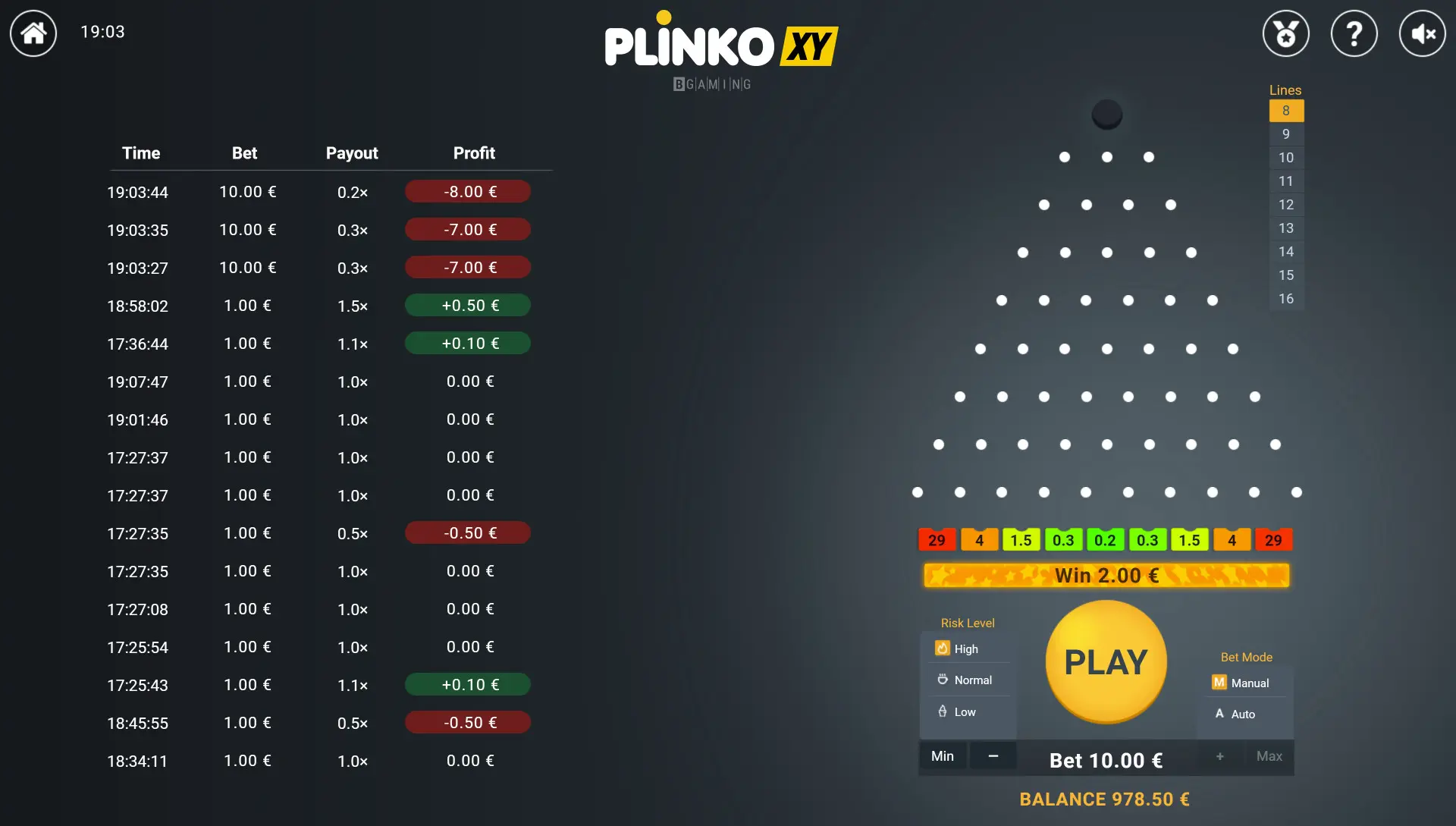 Plinko XY gameplay